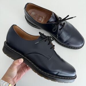 Solovair 3 Eye Gibson Shoes Mens 12.5 Navy Leather Goodyear Welt‎ Derby England